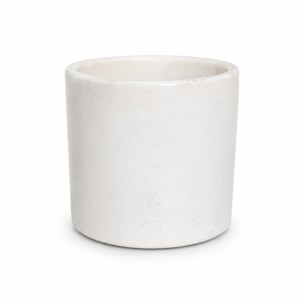 White Marble Cylinder Ceramic Pot