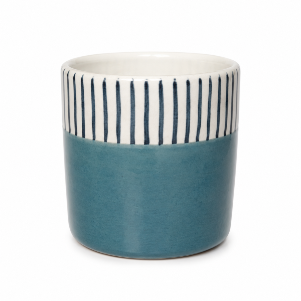 Blue Stripe Ceramic Planter